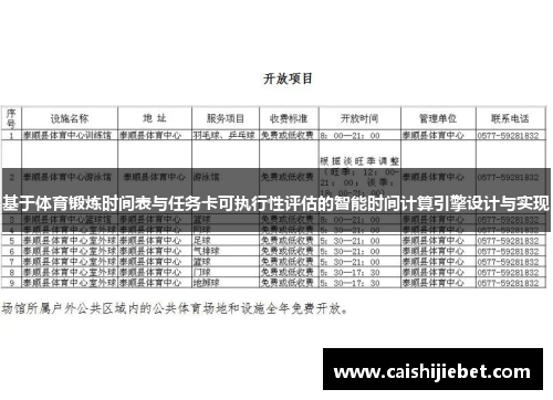 基于体育锻炼时间表与任务卡可执行性评估的智能时间计算引擎设计与实现